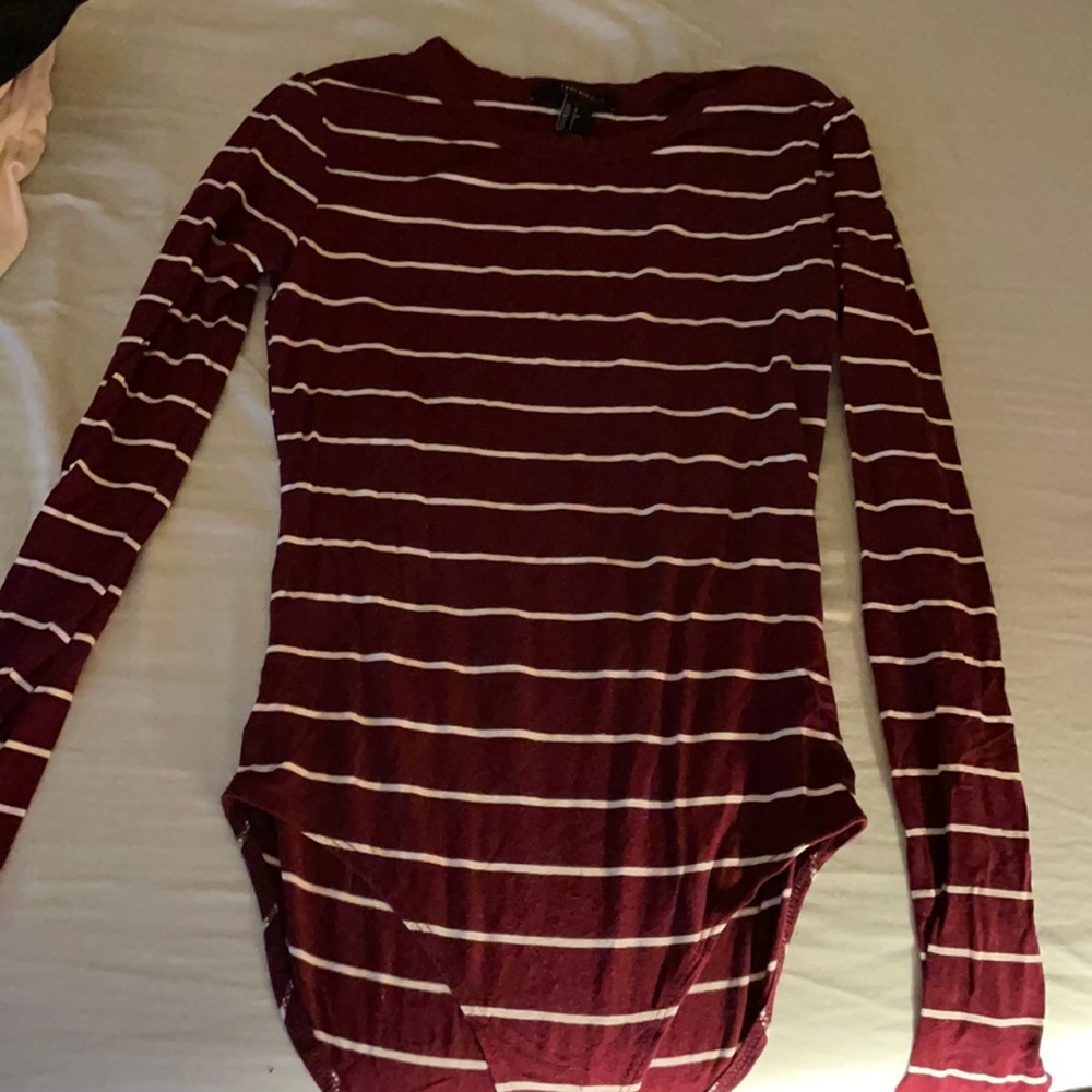 Forever21 garnet striped body suit